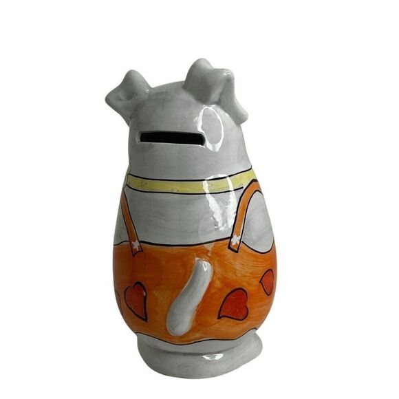 Mid Century Dog Bank Multicolor Hand-painted Decorative Ceramic Money Saving Pot - Picture 10 of 10